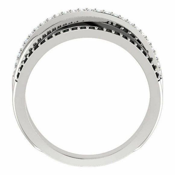 Multi Rows 925 Silver White & Black Sapphire Ring - Picture 5 of 5